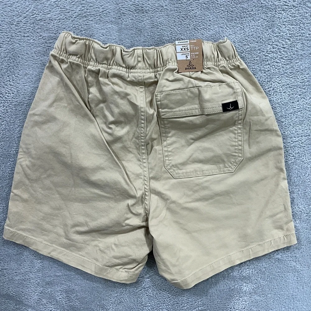 Prana Mojave Chino Shorts Mens 2XS Beige Organic Cotton Stretch Standard Fit